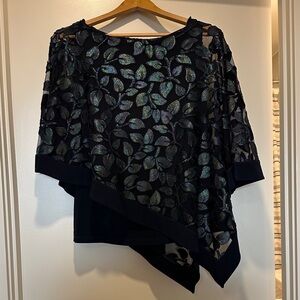Joseph Ribkoff Black Iridescent Leaf Blouse